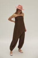 Костюм Vicolo топ и брюки из жатой ткани шоколадного цвета